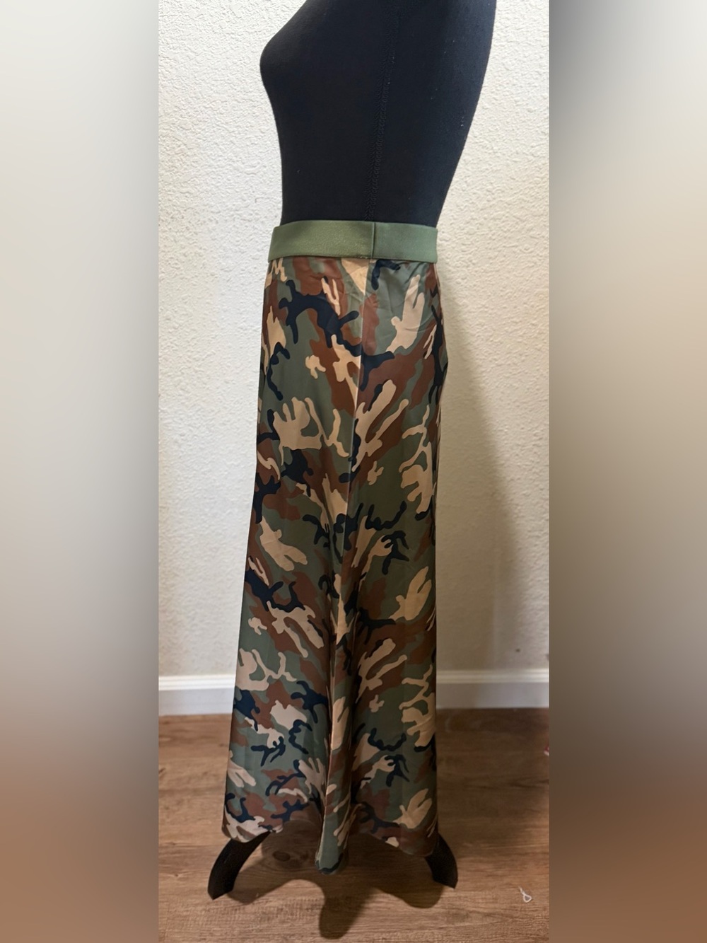 Outerknown Camouflage Maxi Skirt in Olive, Brown, Tan, Cream
